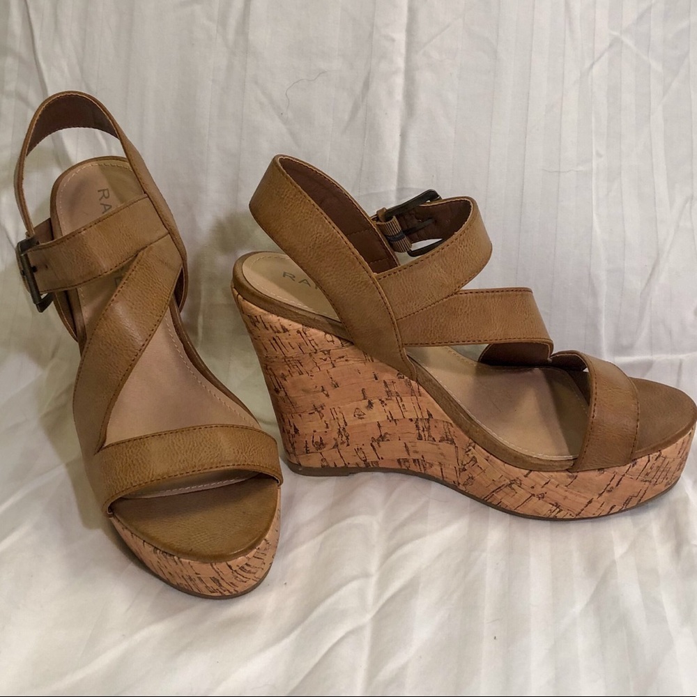 NWOT Rampage Helman Brown Leather Wedges
